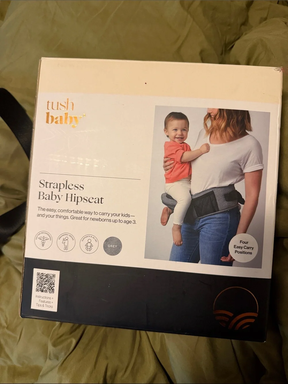 tush baby Strapless Baby Hipseat - Grey